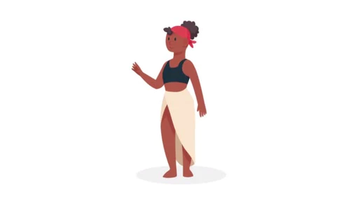 身穿泳衣的非洲女游客动画，4k视频动画图片