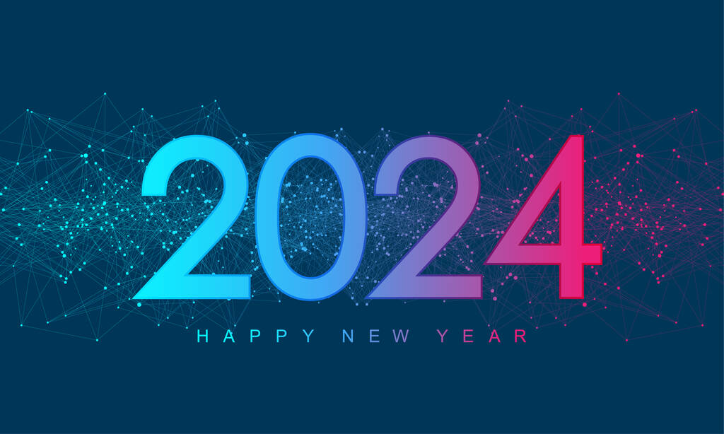 圣诞海报模板2024采用新数字电子技术的风格。新年快乐圣诞2024在电脑设计方面的祝贺卡。2024年技术数字横幅或标头.图片