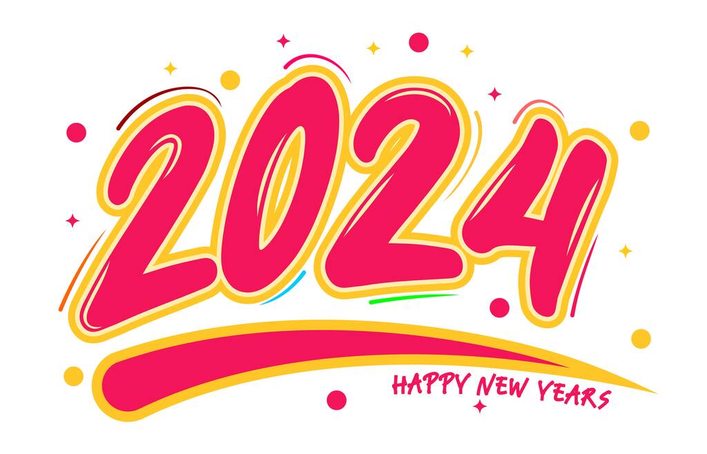 喜庆新年2024创意设计与洋红色和气泡图片