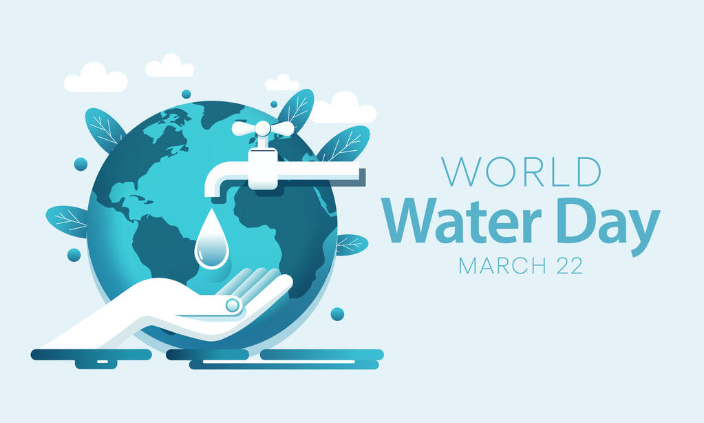每年3月22日是世界水日，这凸显了淡水的重要性。这一天用来宣传淡水资源的可持续管理。矢量说明.