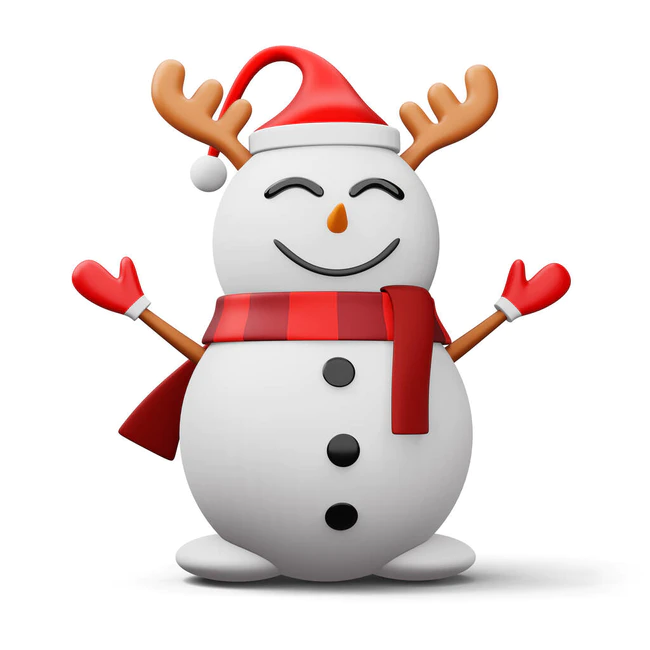 可爱的雪人性格，快乐的圣诞节，3D渲染