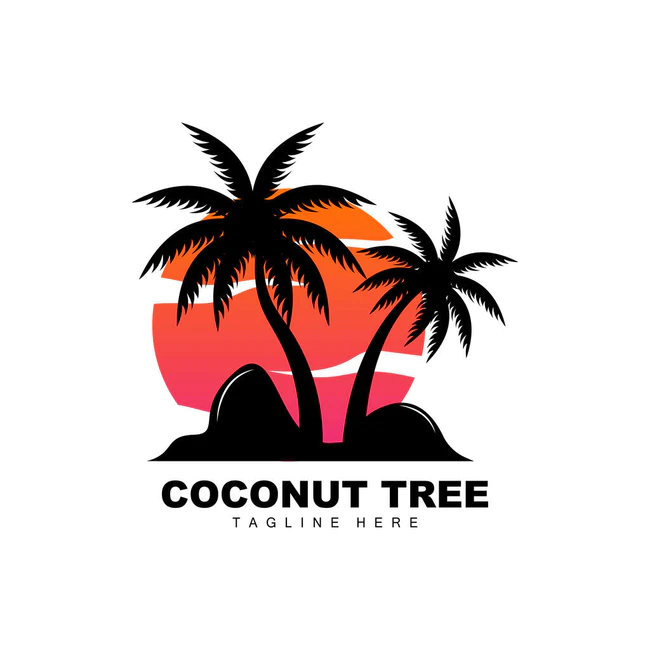 椰子树标识、海洋树向量、模板设计、产品品牌、海滩旅游物体标识