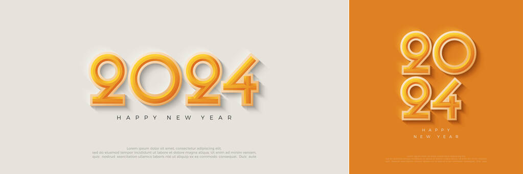 新年快乐2024庆祝数字。带有干净而现代的橙色。庆祝新的2024年的溢价矢量设计.图片