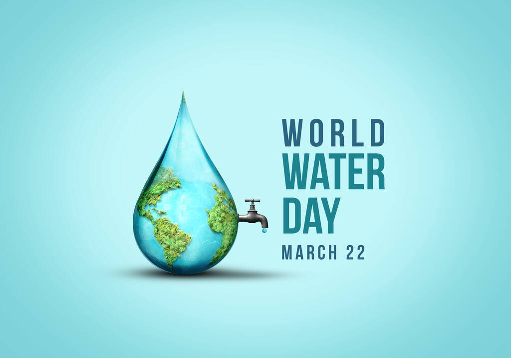 加速变革-世界水日和世界厕所日2023 3D概念。每一滴都很重要节约用水与世界环境保护概念- -环境日图片
