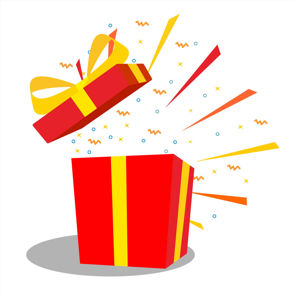 生日宴会、新年和圣诞节时使用的带有黄色蝴蝶结的惊喜礼盒病媒