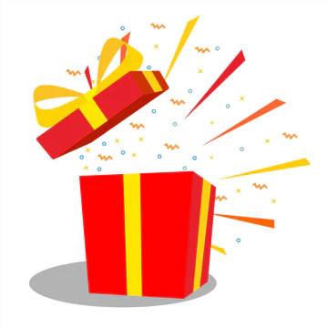 生日宴会、新年和圣诞节时使用的带有黄色蝴蝶结的惊喜礼盒病媒图片