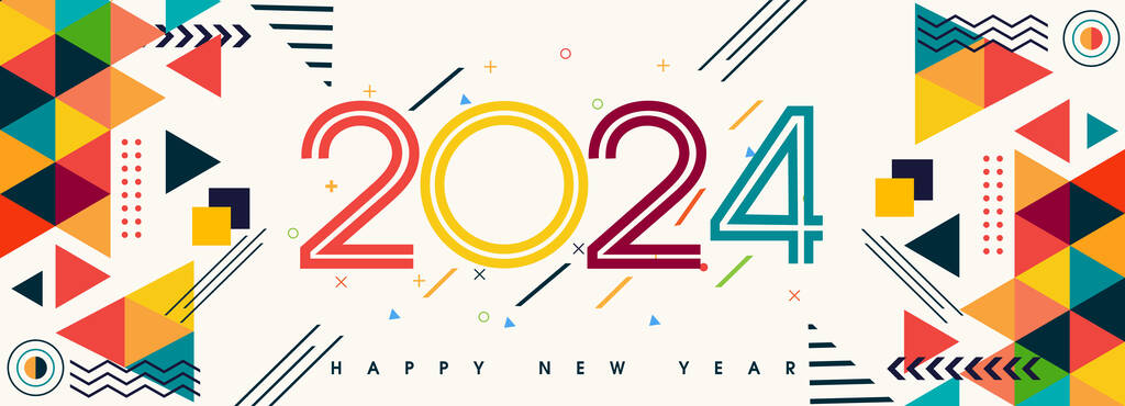 新年快乐2024几何背景图解矢量 